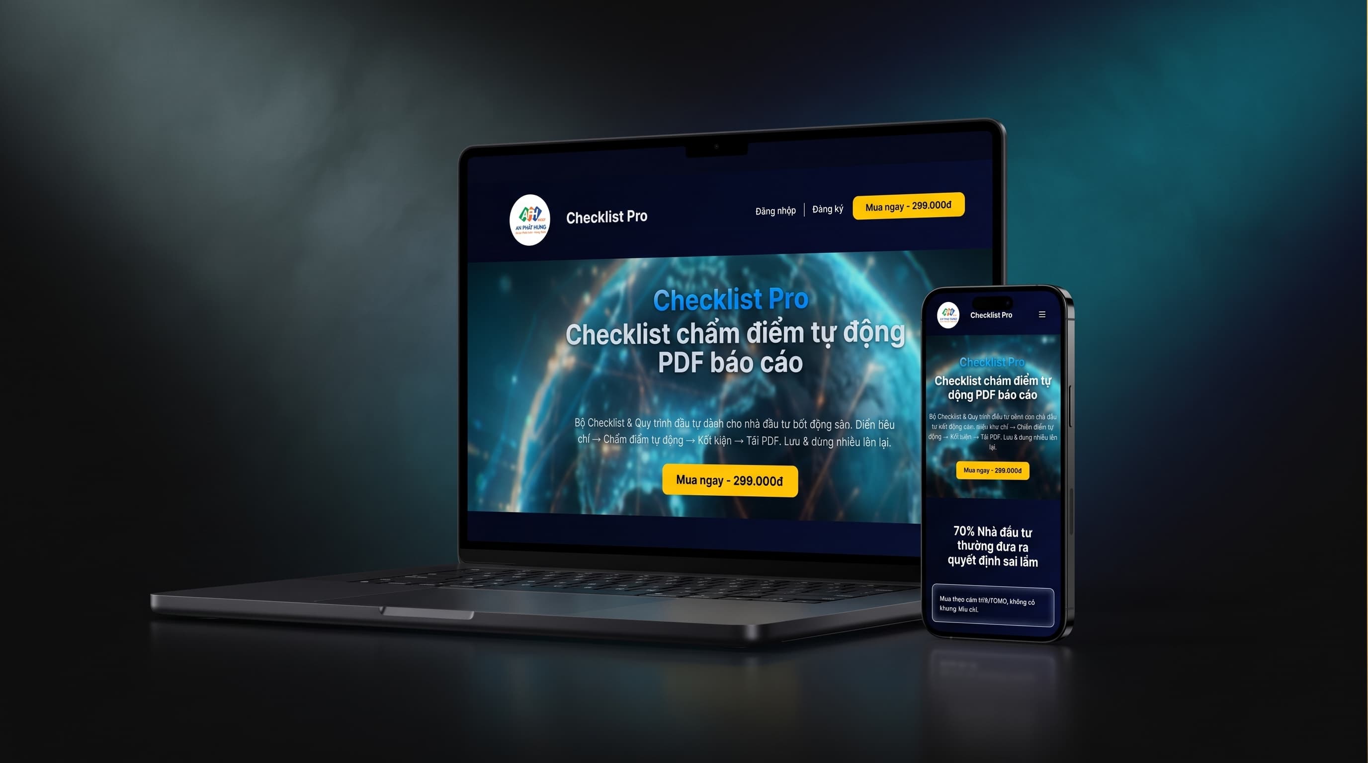 Ứng dụng Checklist Pro của An Phát Hưng trên desktop và điện thoại
